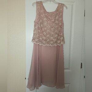 Blush Lacey Bodice Knee-Length Dress, Size 14